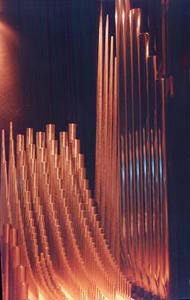 [Organ pipes, close up]